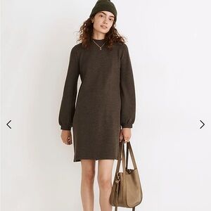 Madewell Brushed Rib Mockneck Mini Dress in Heather Mocha